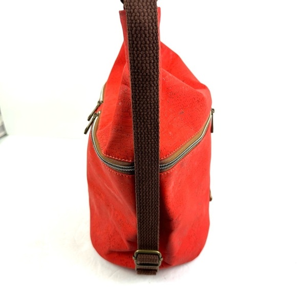 Sew Da Kine Handbag Cork Hawaiin Hobo Bag Bright Red Purse New - Picture 3 of 13